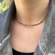 Choker made of natural green and yellow Tourmaline