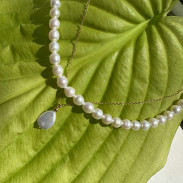 Set of 2 jewelry Natural Pearl and Baroque Pearl Pendant