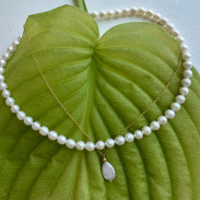 Set of 2 jewelry Natural Pearl and Baroque Pearl Pendant