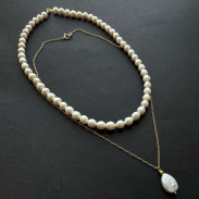 Set of 2 jewelry Natural Pearl and Baroque Pearl Pendant