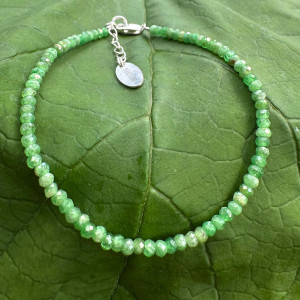 Natural Tsavorite bracelet with silver clasp