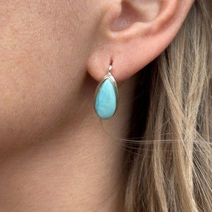 Earrings Larimar natural silver