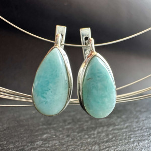 Earrings Larimar natural silver