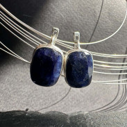 Earrings with a natural sapphire made of silver