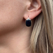 Earrings with a natural sapphire made of silver