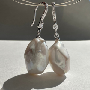 Earrings with Natural Baroque Pearls
