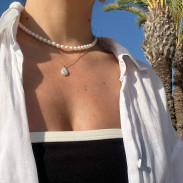 Set of 2 jewelry Natural Pearl and Baroque Pearl Pendant