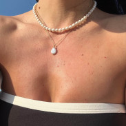 Set of 2 jewelry Natural Pearl and Baroque Pearl Pendant