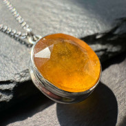 Pendant with natural Sapphire (Sri Lanka) made of silver on a chain