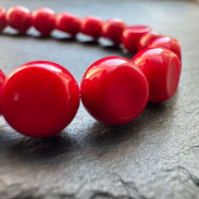 Natural coral bracelet with a silver clasp
