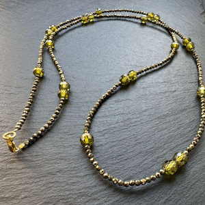  Choker Pyrite natural Zircon with silver clasp in gilding