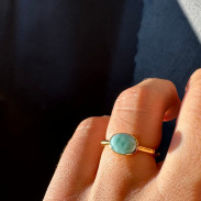 Ring with natural Larimar