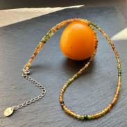 Choker made of natural green and yellow Tourmaline