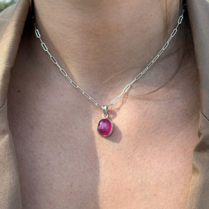 Natural ruby ​​pendant in silver