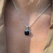 Pendant with natural Sapphire in silver
