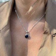 Pendant with natural Sapphire in silver