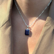 Pendant with natural Sapphire in silver