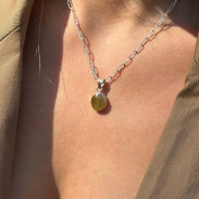 Pendant with natural Sapphire (Sri Lanka) made of silver on a chain