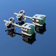 Silver emerald studs