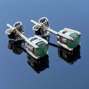 Silver emerald studs
