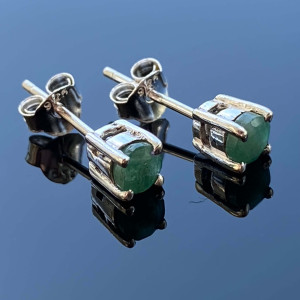 Silver emerald studs