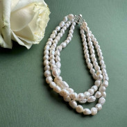 Three-strand Natural Pearl Necklace