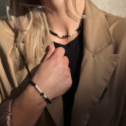 Agate Choker with Natural Pearls