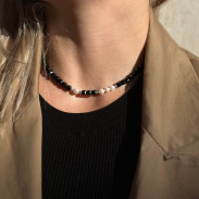 Agate Choker with Natural Pearls