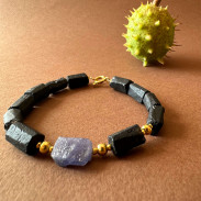 Earrings Black tourmaline natural unprocessed