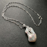 Pendant with Natural Baroque Pearls in silver