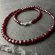 Natural garnet choker Silver 925