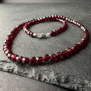 Natural garnet choker Silver 925