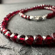 Natural garnet choker Silver 925