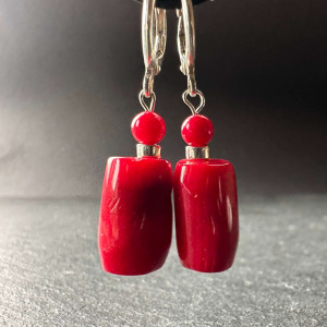 Серьги с Кораллом натуральным из серебра