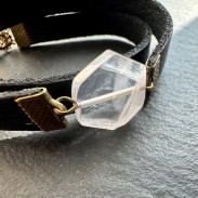 Leather bracelet Rose Quartz natural
