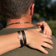 Leather bracelet Rose Quartz natural