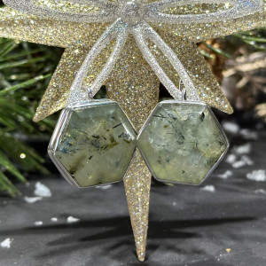 Silver Prehnite Earrings