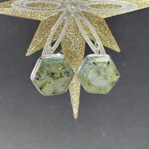 Silver Prehnite Earrings