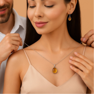 Pendant with natural Sapphire (Sri Lanka) made of silver on a chain