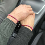 Подарунок на День Святого Валентина Сет 2 Браслета для пари з Рубіна натурального