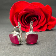 Earrings with ruby natural silver