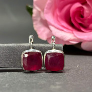 Earrings with ruby natural silver