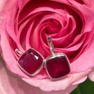 Earrings with ruby natural silver