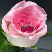 Earrings with ruby natural silver