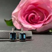 Сережки з Топазом London Blue натуральним в сріблі