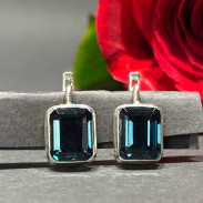 Сережки з Топазом London Blue натуральним в сріблі