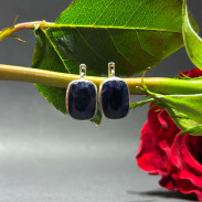 Earrings with a natural sapphire made of silver