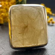 Ring with Rutilated Quartz natural Hairy 