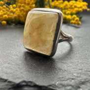 Ring with Rutilated Quartz natural Hairy 