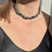 Necklace made of natural Aquamarine and Garnet